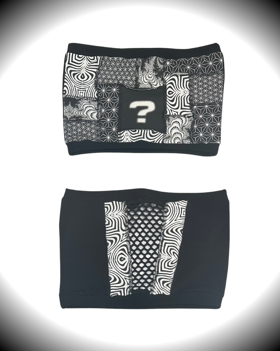 B&W (XL) Patchwork Tube Top - TeraFractal