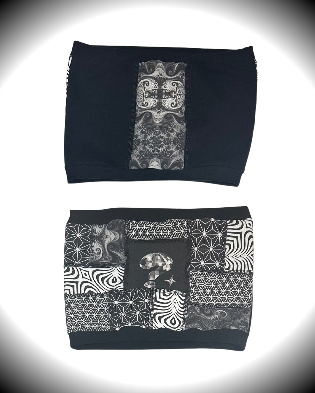 B&W (M) Patchwork Tipper Tube Top - TeraFractal