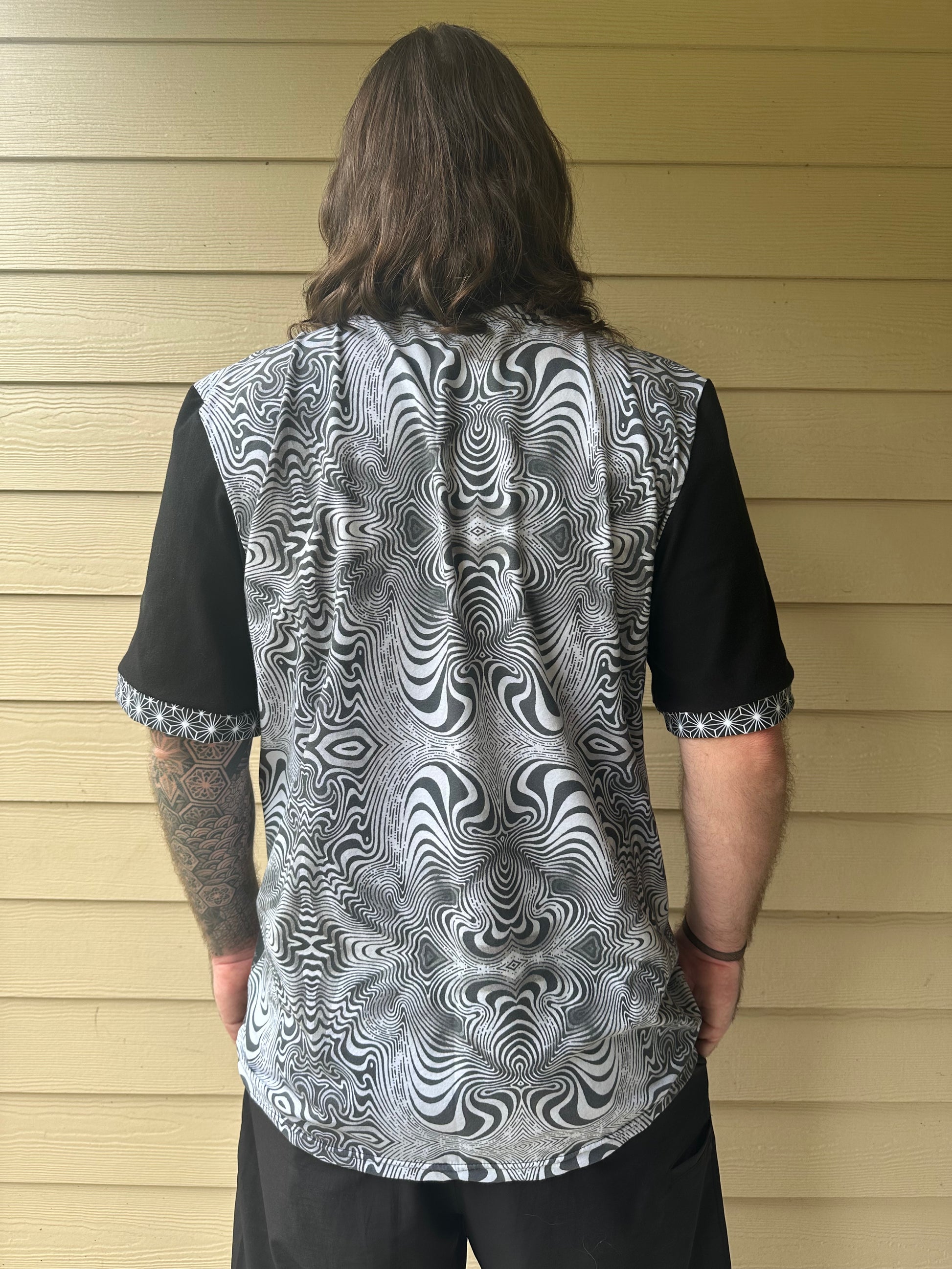 B&W (2XL) Patchwork Tipper T-Shirt - TeraFractal