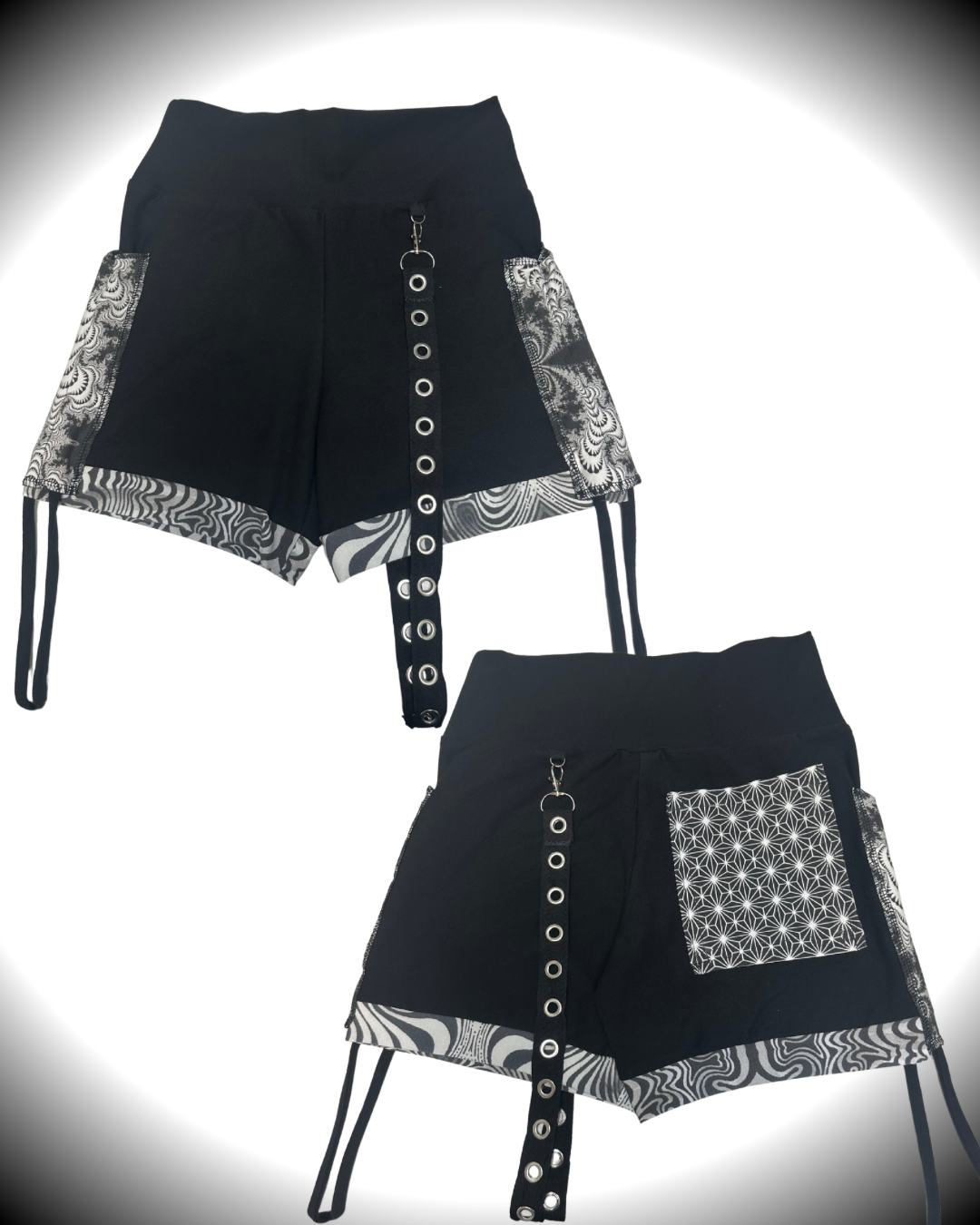 B&W (M) Cinch Shorts - TeraFractal