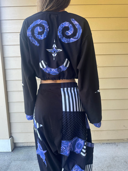 Bamboo (M) Cropped Purple Daze Clown Crew-Neck