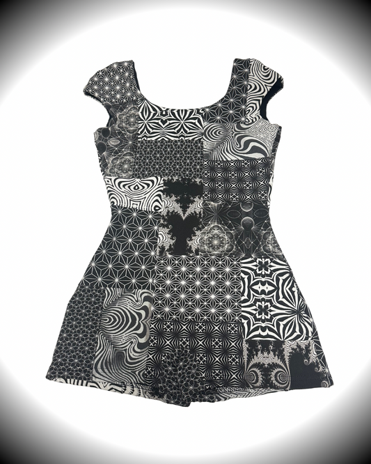 B&W (S) Patchwork Romper - TeraFractal
