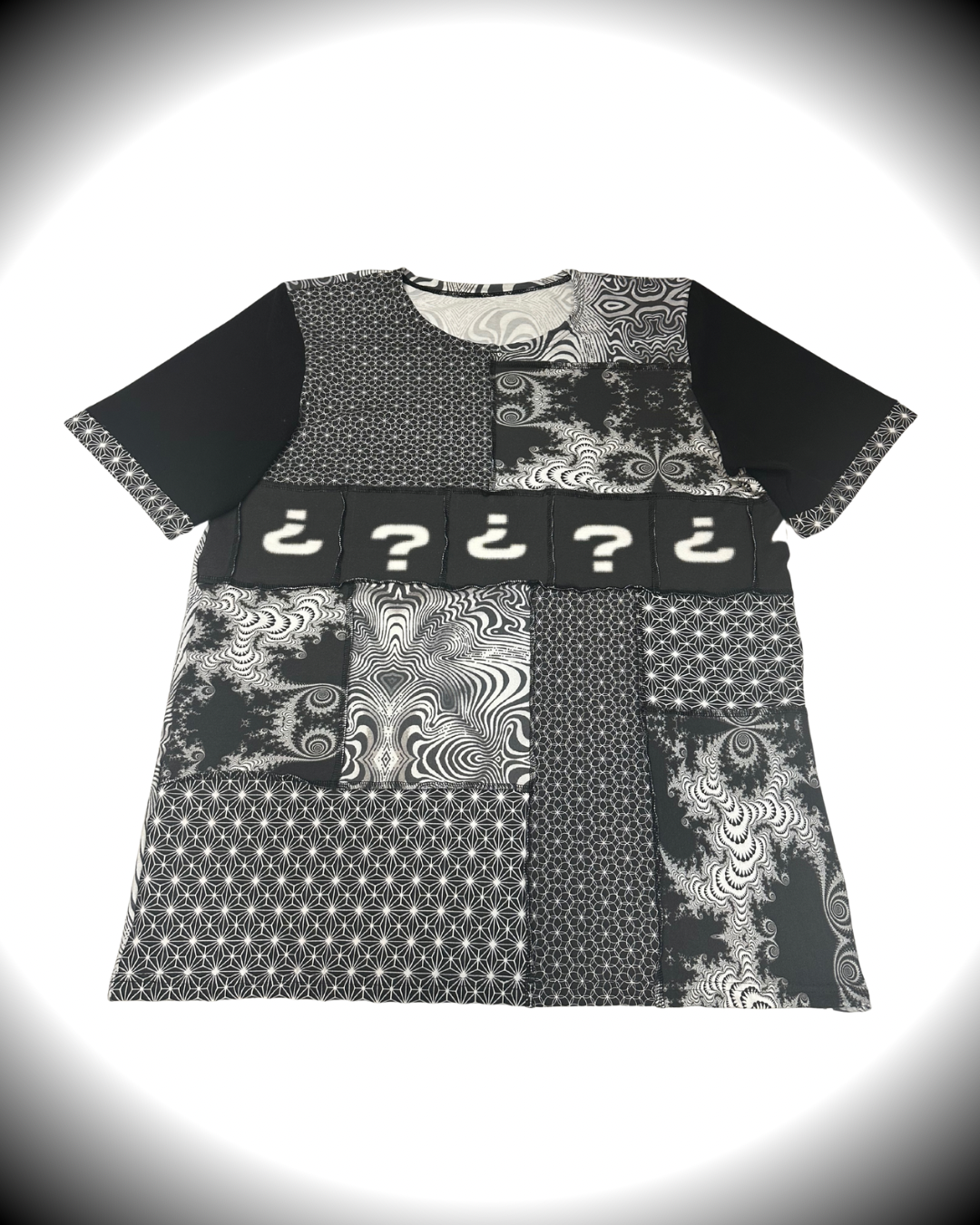 B&W (2XL) Patchwork Tipper T-Shirt - TeraFractal