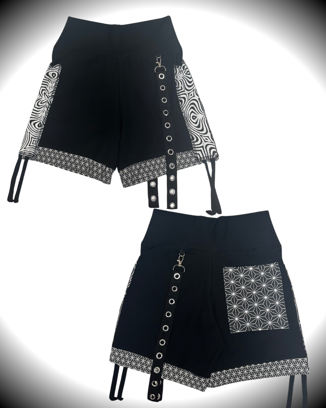 B&W (M) Cinch Shorts - TeraFractal