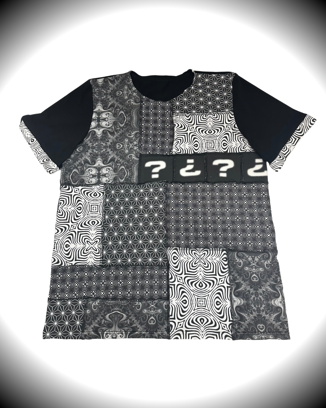B&W (XL) Patchwork Tipper T-Shirt - TeraFractal