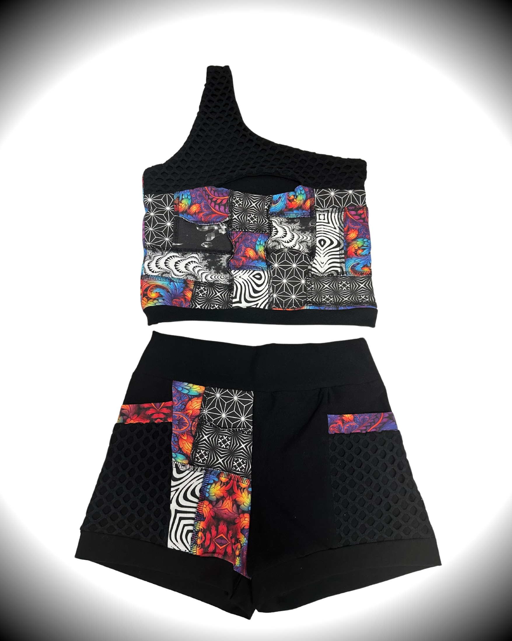 MTO Patchwork Shorts Half and Half - TeraFractal