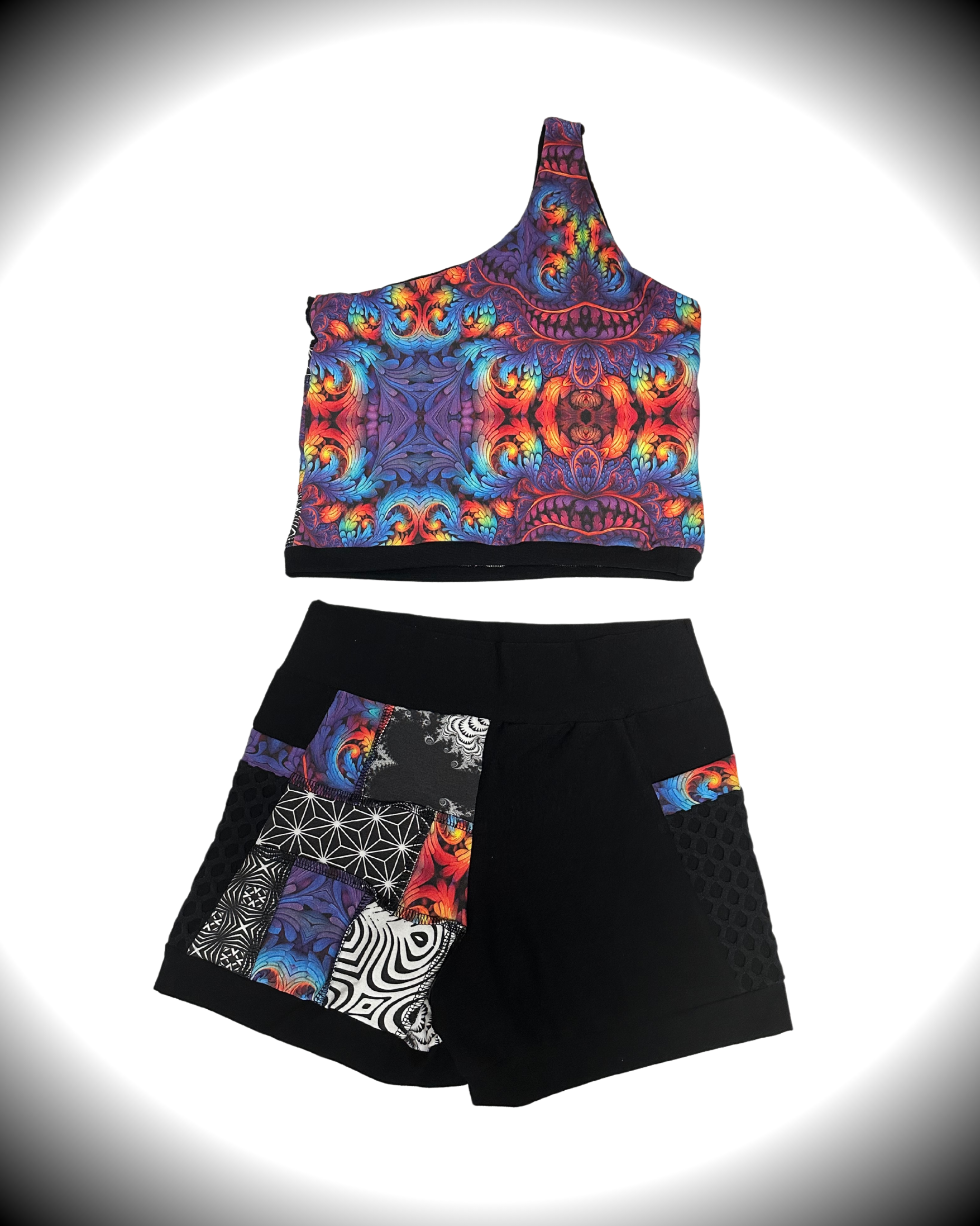 MTO Patchwork Shorts Half and Half - TeraFractal