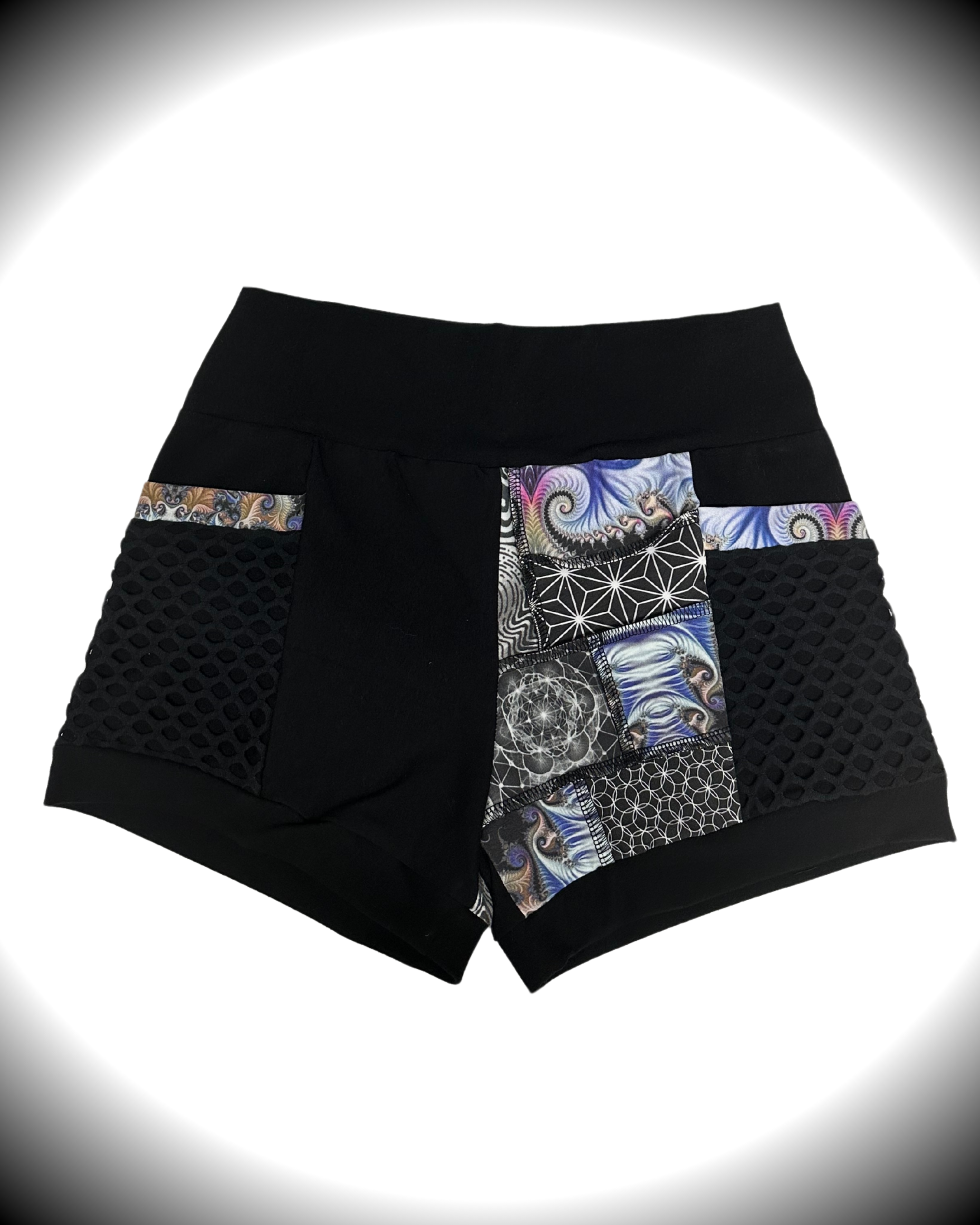 Orchid (L) Patchwork Shorts - TeraFractal