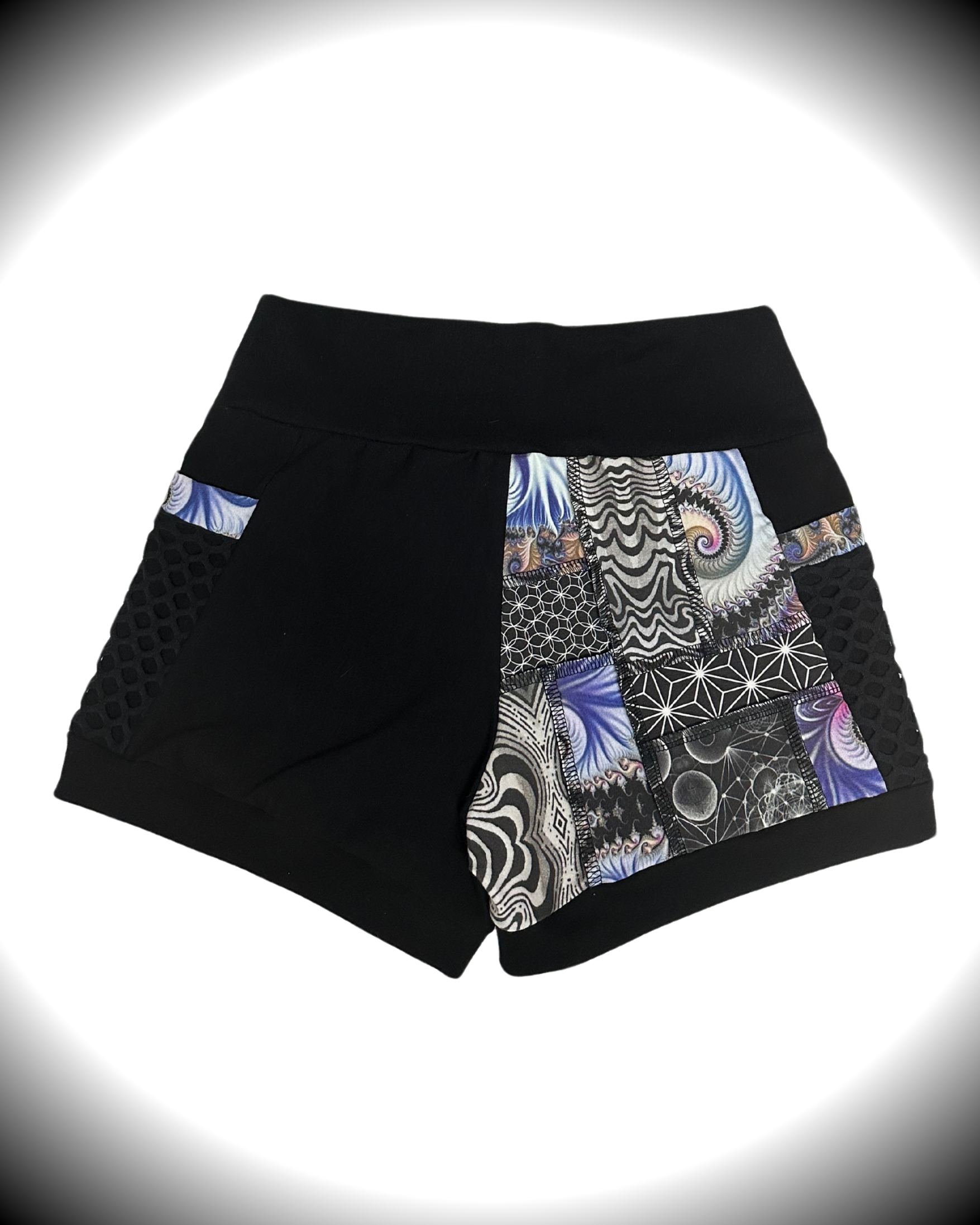 Orchid (L) Patchwork Shorts - TeraFractal