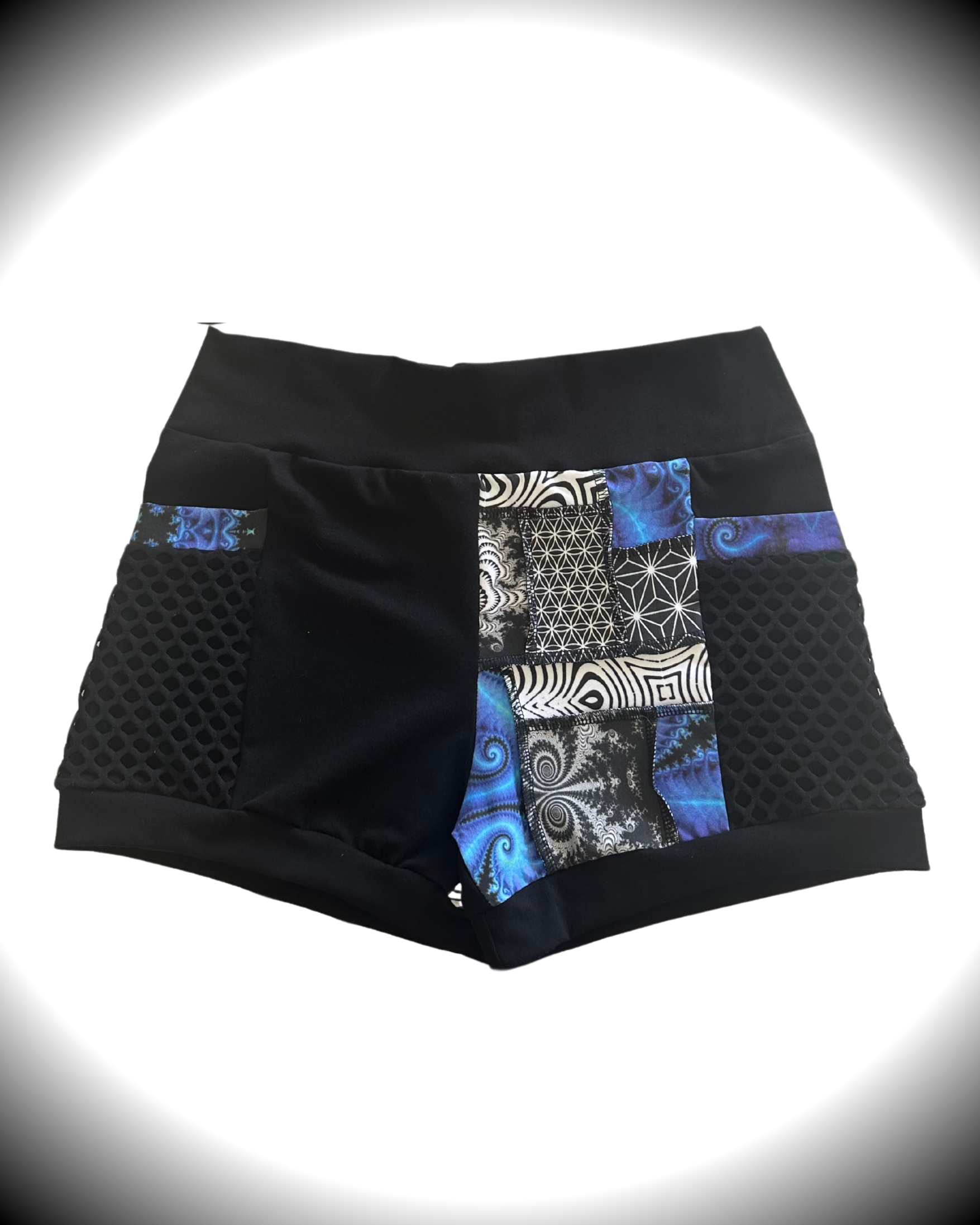Blue Dream (2XL) Patchwork Pocket Shorts - TeraFractal