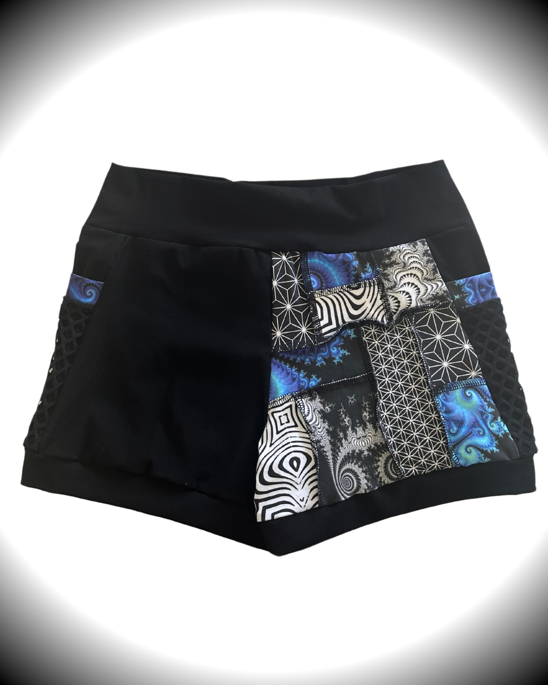 Blue Dream (2XL) Patchwork Pocket Shorts - TeraFractal