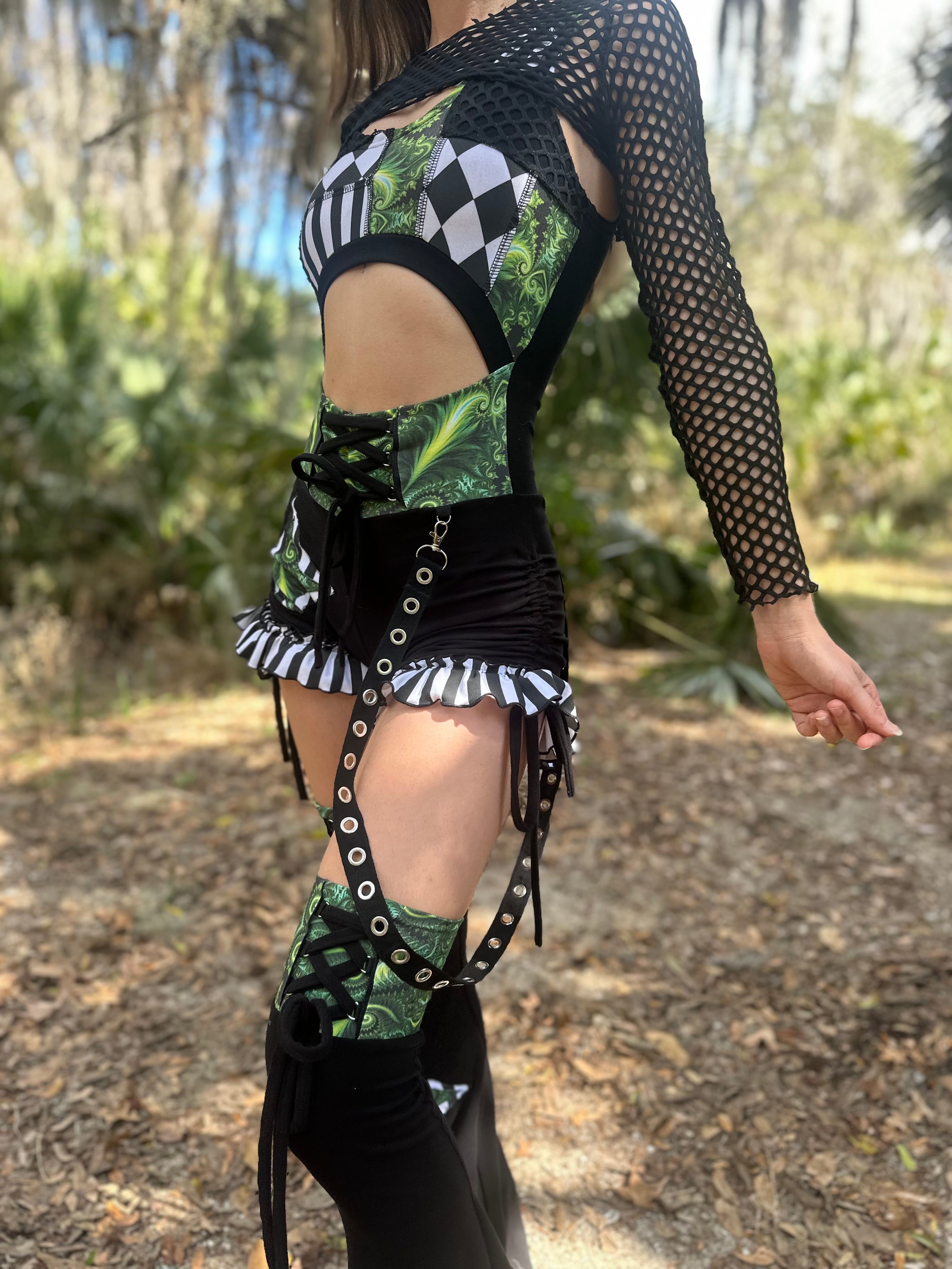 MTO Patchwork Ruffle Romper - TeraFractal