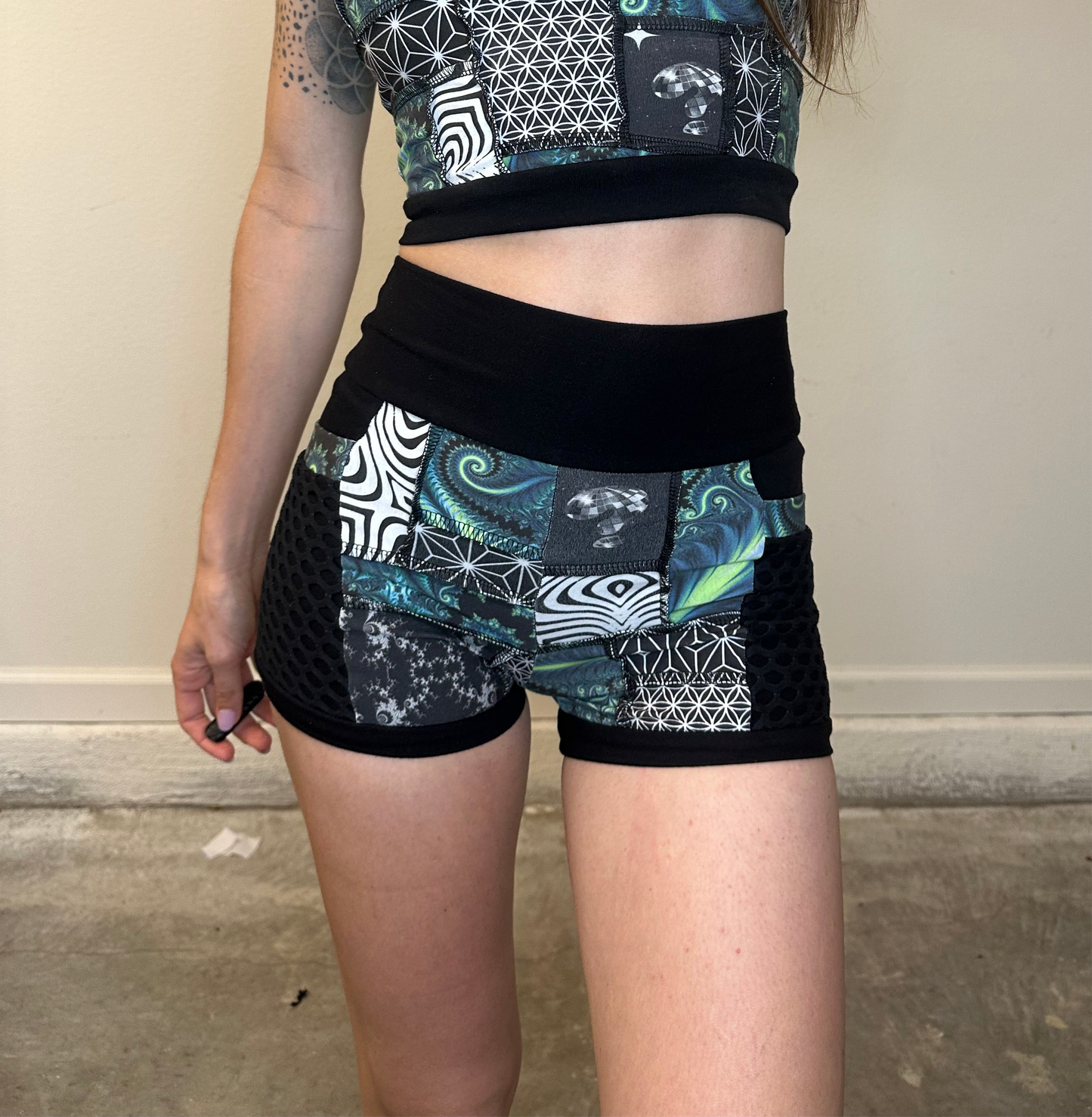 Vexel (XS) Patchwork Shorts - TeraFractal