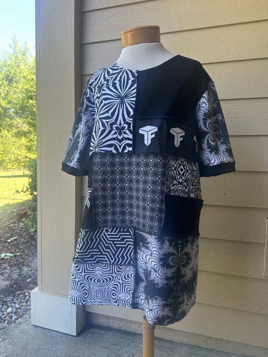 B&W (XL) Patchwork Tee - TeraFractal