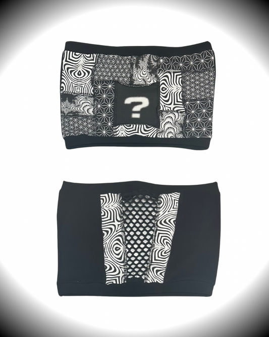 B&W (XL) Patchwork Tube Top - TeraFractal