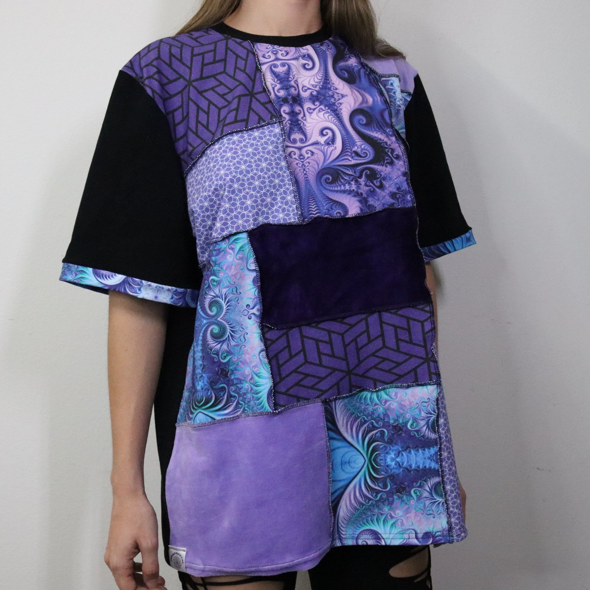 Lavender Lucidity LG Patchwork Tee - Unisex Tipper Edition - TeraFractal