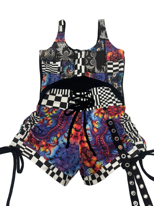 (XL) Patchwork Romper - TeraFractal