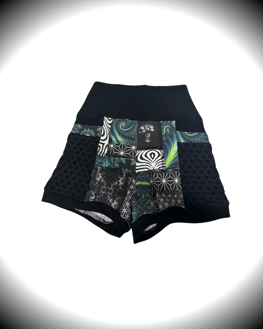 Vexel (XS) Patchwork Shorts - TeraFractal