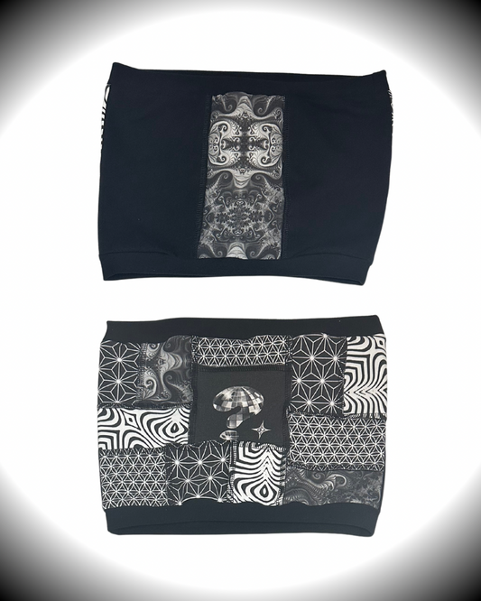 B&W (M) Patchwork Tipper Tube Top - TeraFractal