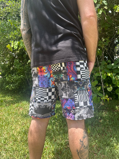 MTO Men’s Patchwork Shorts - TeraFractal