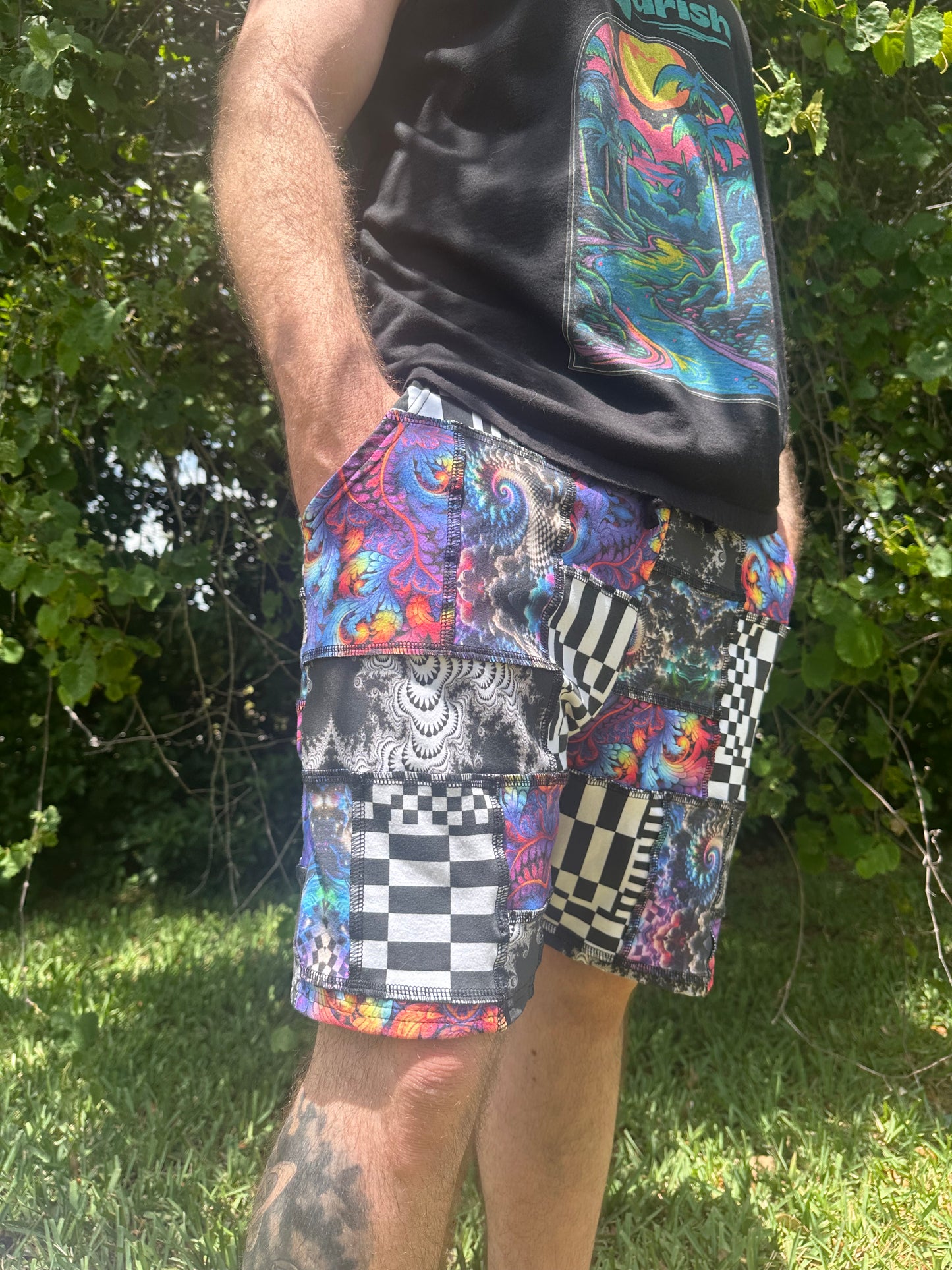 MTO Men’s Patchwork Shorts - TeraFractal