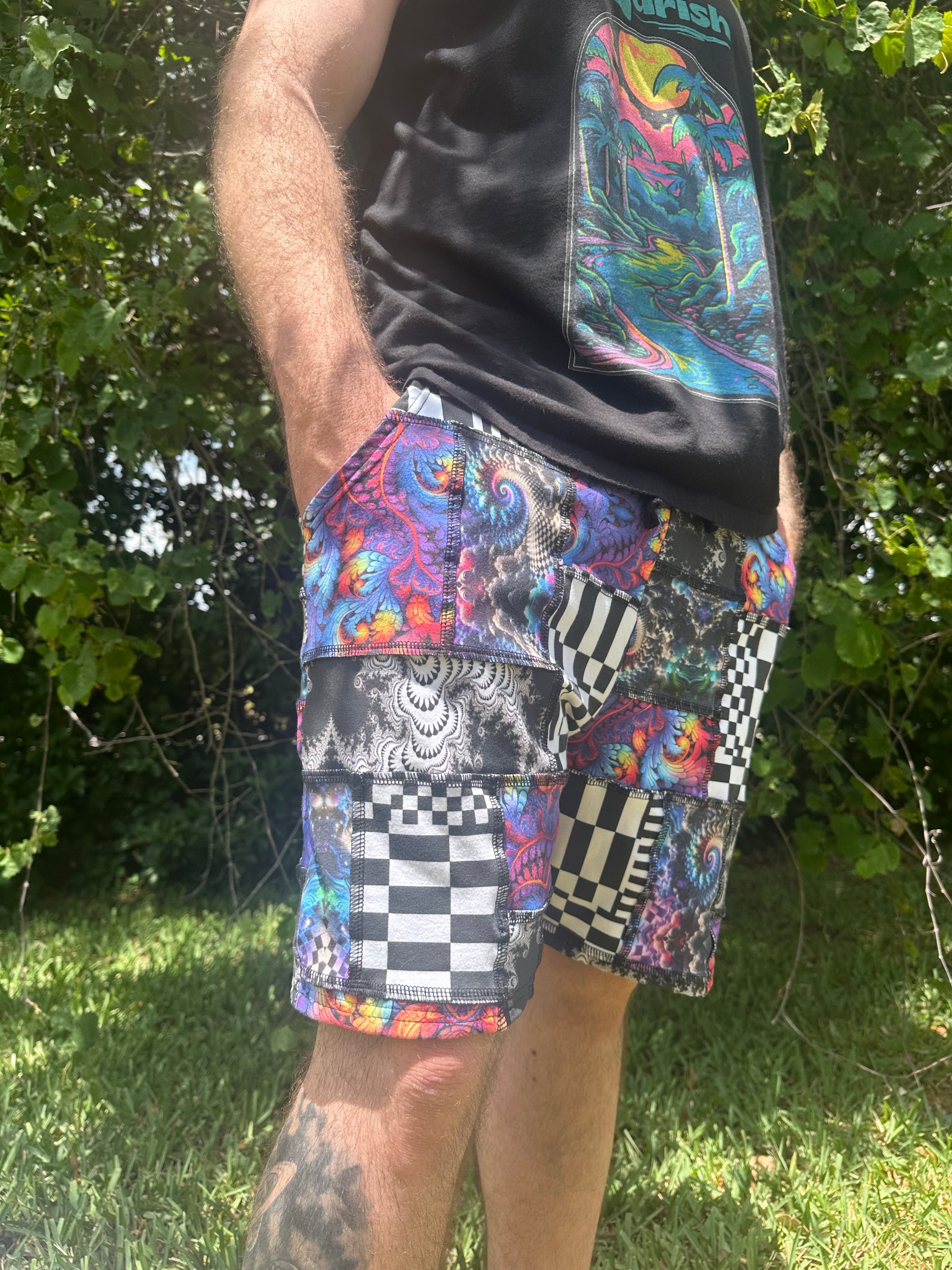 MTO Men’s Patchwork Shorts - TeraFractal