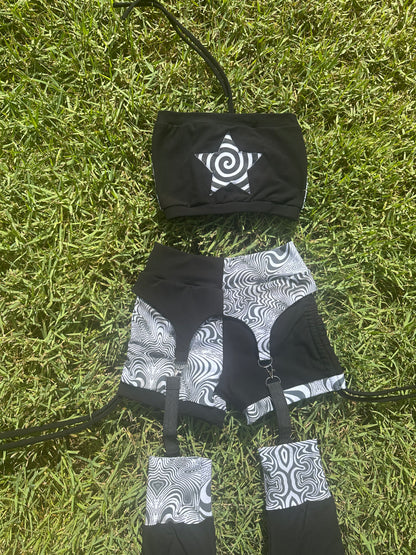 Enter the Void (S) 3 Piece Garter Set - TeraFractal