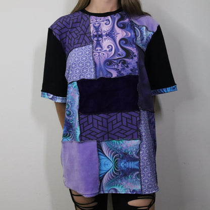 Lavender Lucidity LG Patchwork Tee - Unisex Tipper Edition - TeraFractal