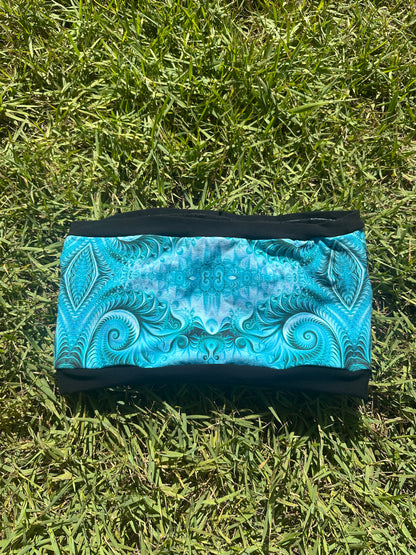 Blue Ice (XL) Patchwork Tube Top - TeraFractal