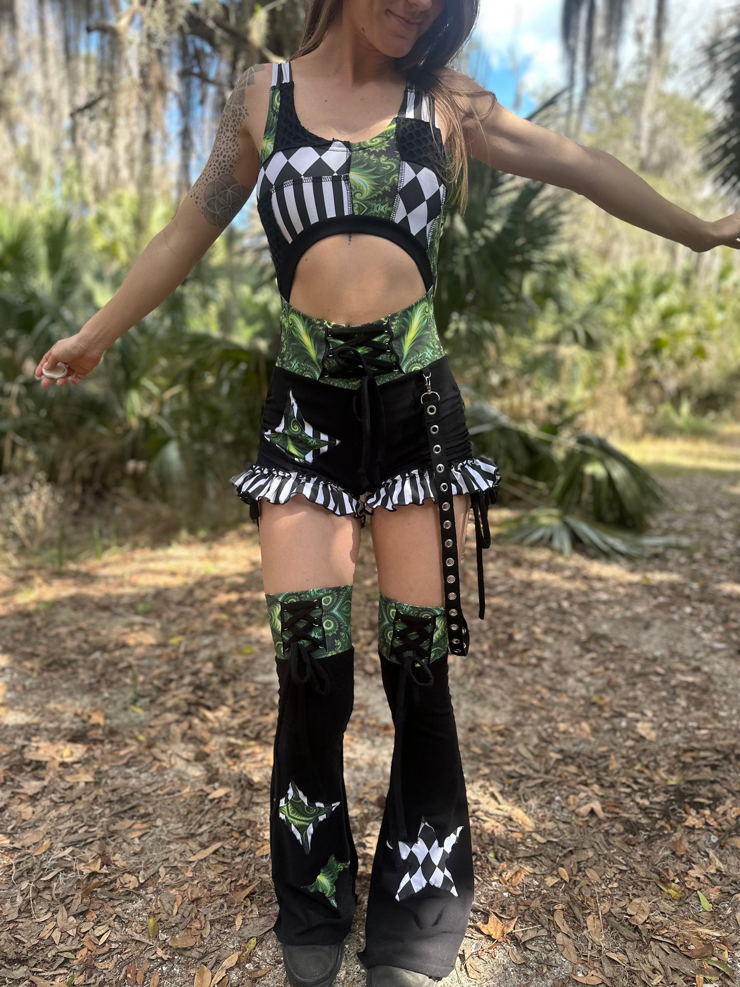 MTO Patchwork Ruffle Romper - TeraFractal