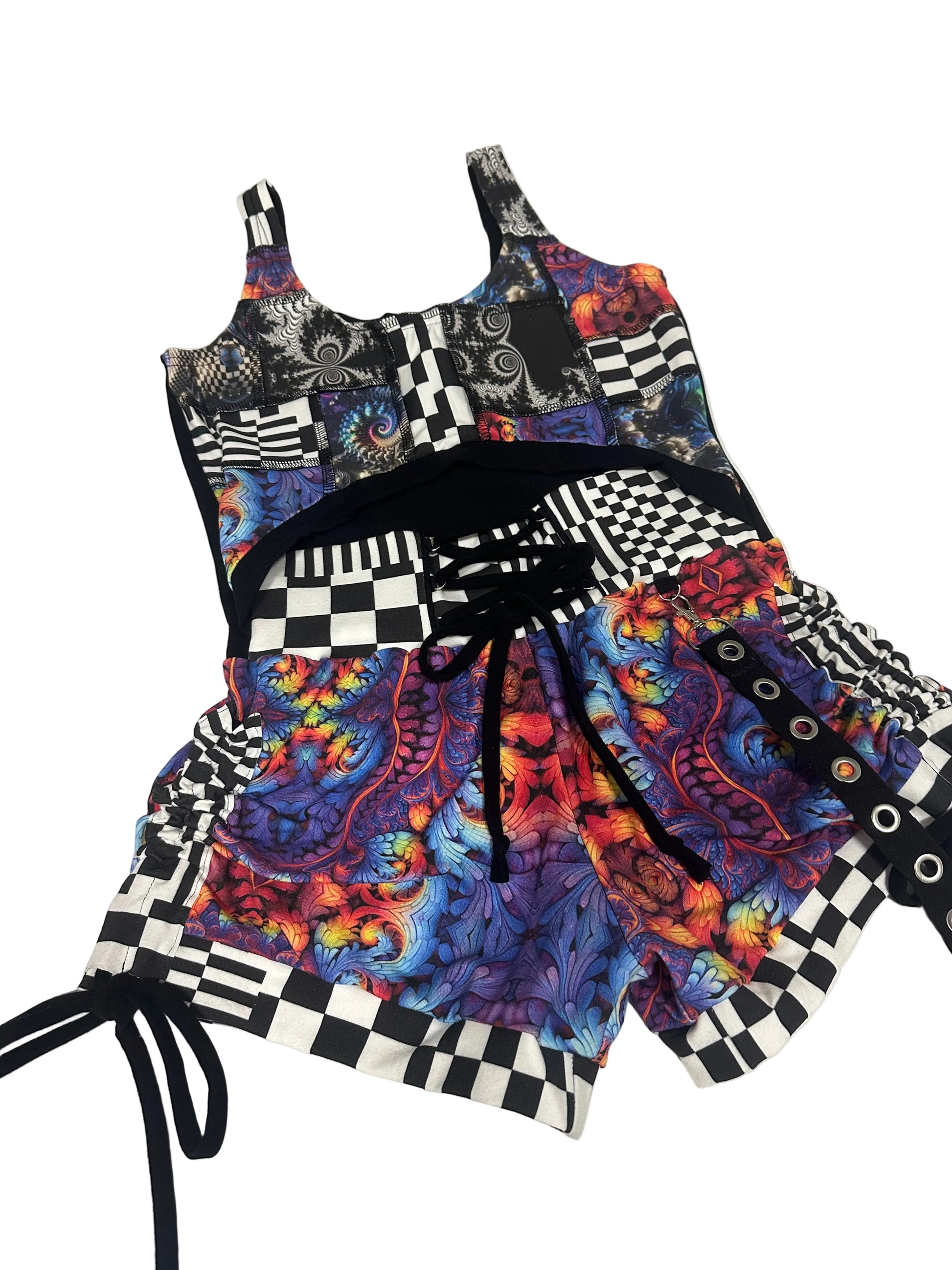 (XL) Patchwork Romper - TeraFractal