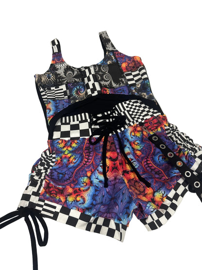 (XL) Patchwork Romper - TeraFractal