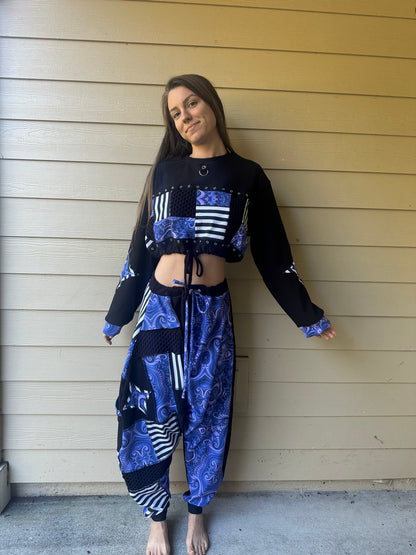 Bamboo (M) Cropped Purple Daze Clown Crew-Neck