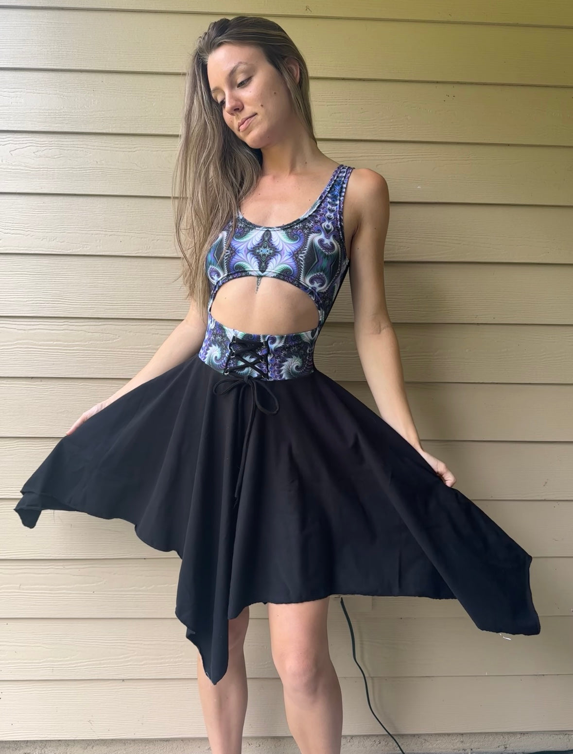 Violet Vortex Pixie Dress