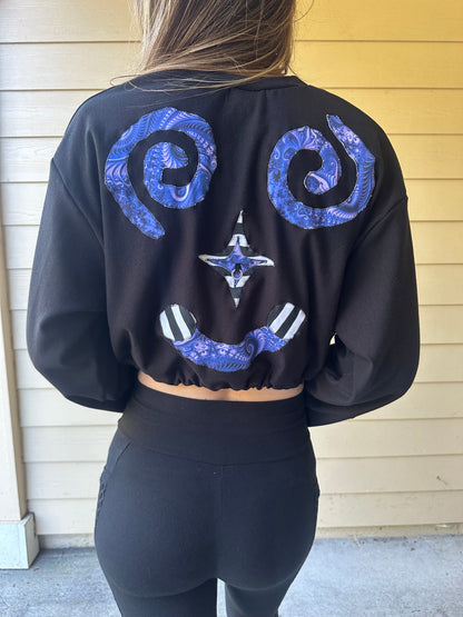 Bamboo (M) Cropped Purple Daze Clown Crew-Neck