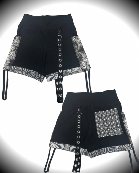 B&W (M) Cinch Shorts - TeraFractal