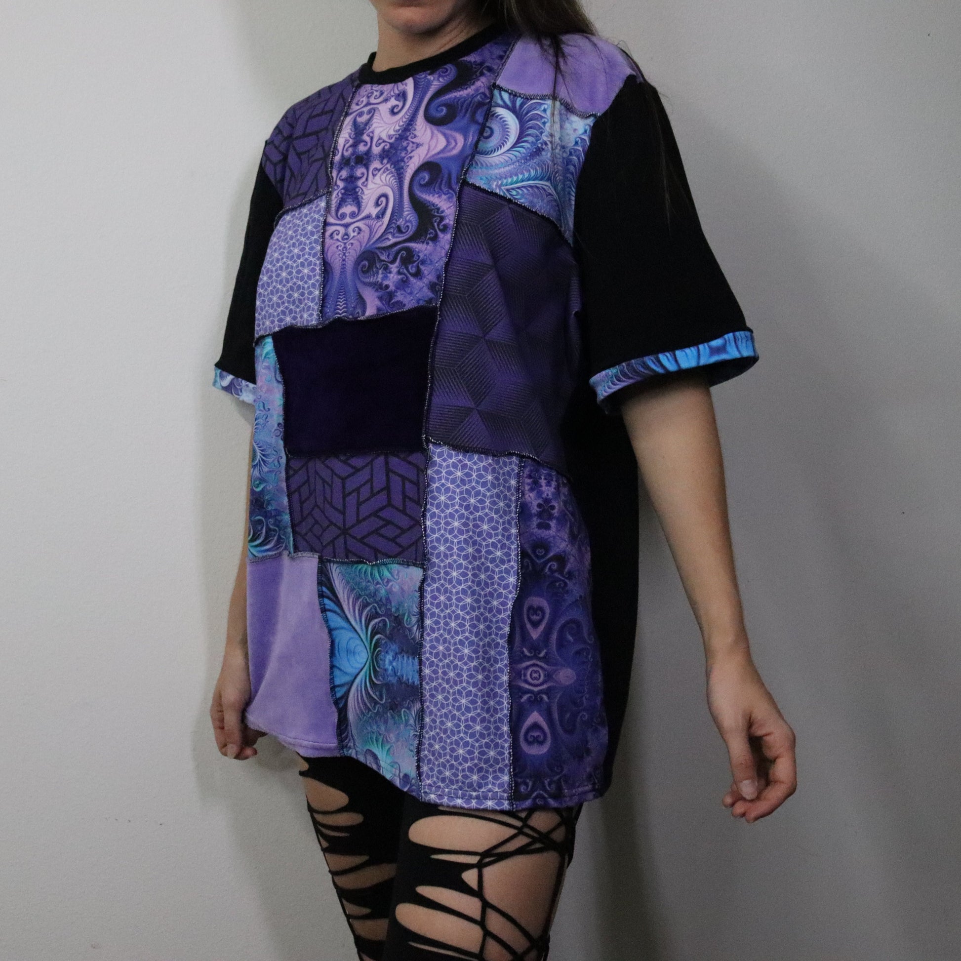 Lavender Lucidity LG Patchwork Tee - Unisex Tipper Edition - TeraFractal