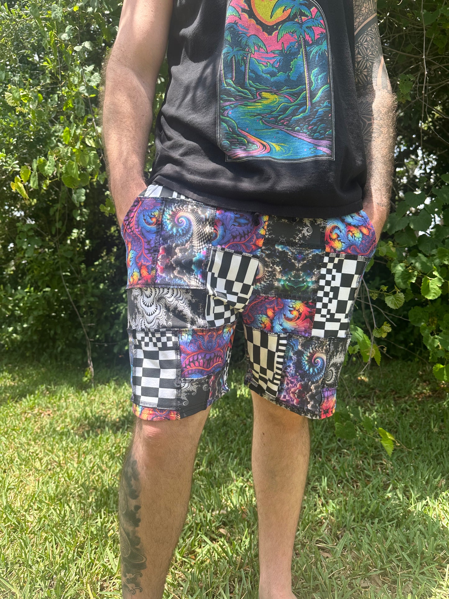 MTO Men’s Patchwork Shorts - TeraFractal