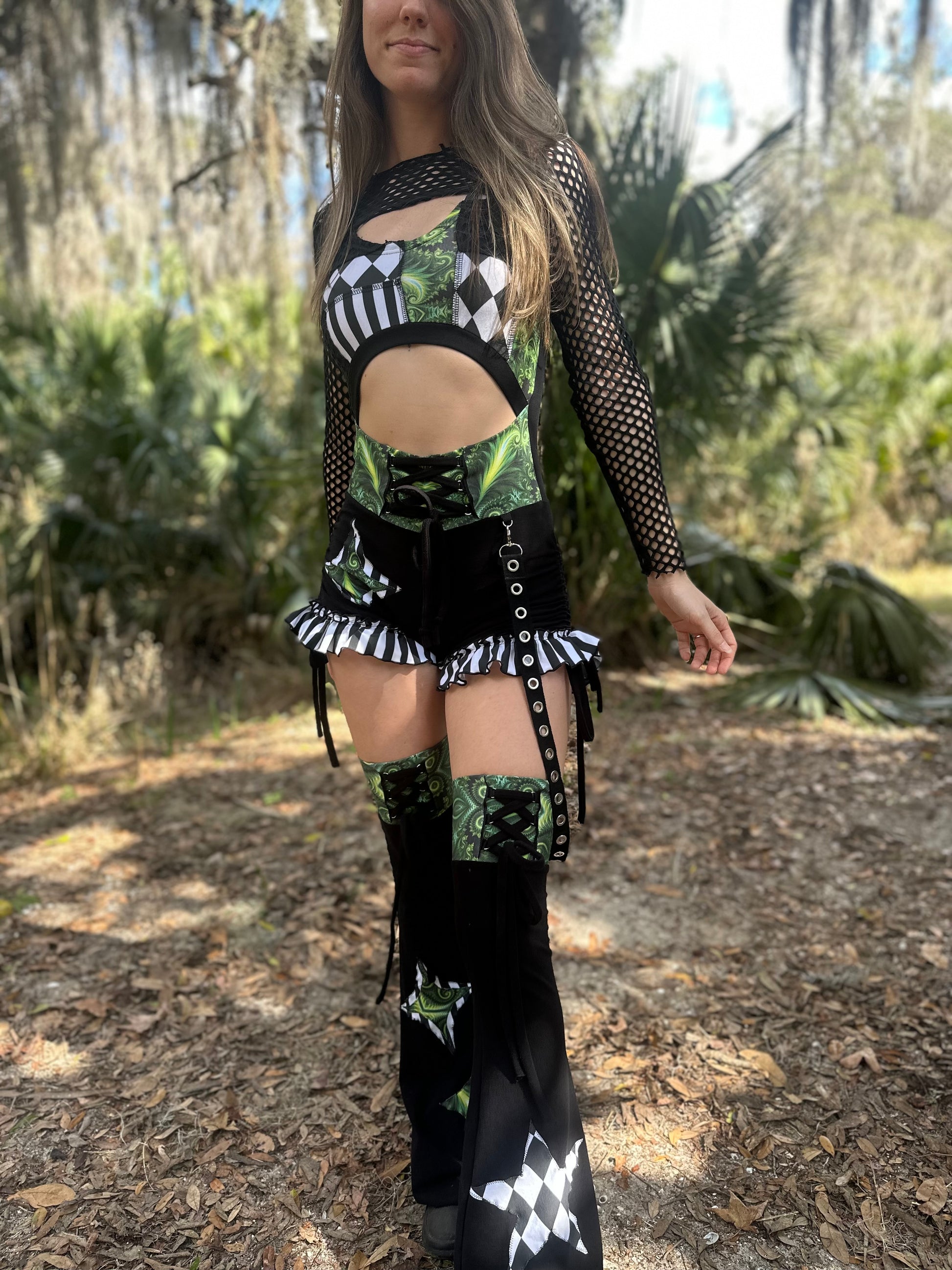 MTO Patchwork Ruffle Romper - TeraFractal