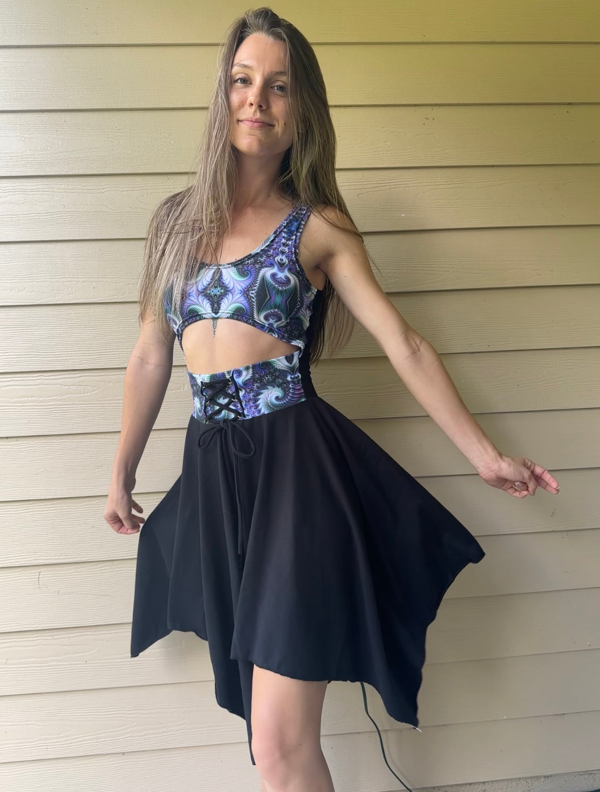 Violet Vortex Pixie Dress