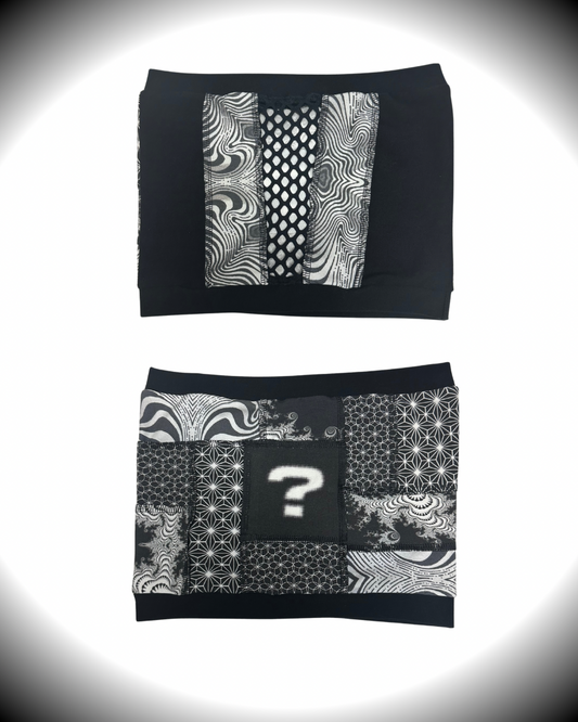 B&W (M) Patchwork Tipper Tube Top - TeraFractal