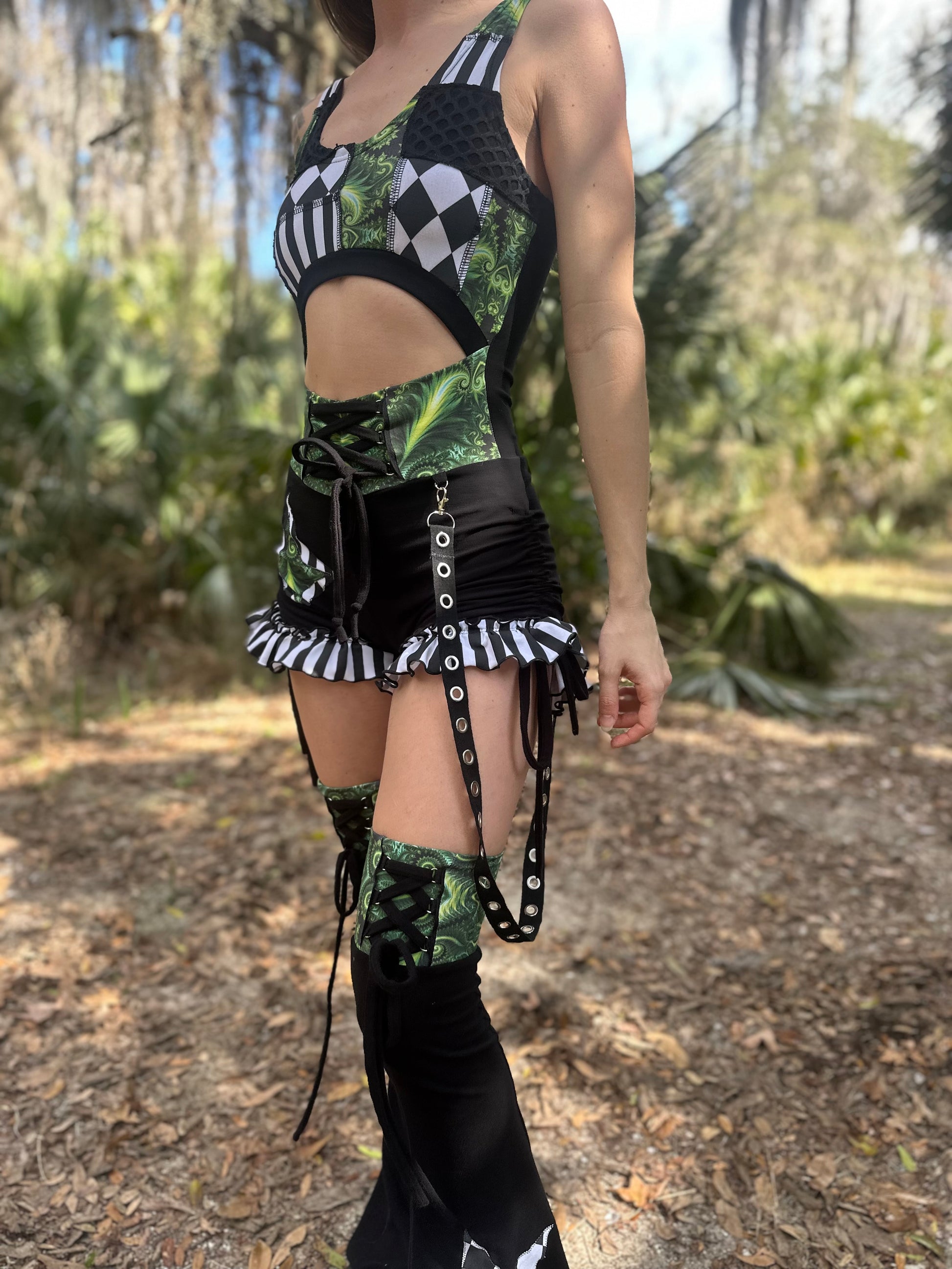 MTO Patchwork Ruffle Romper - TeraFractal