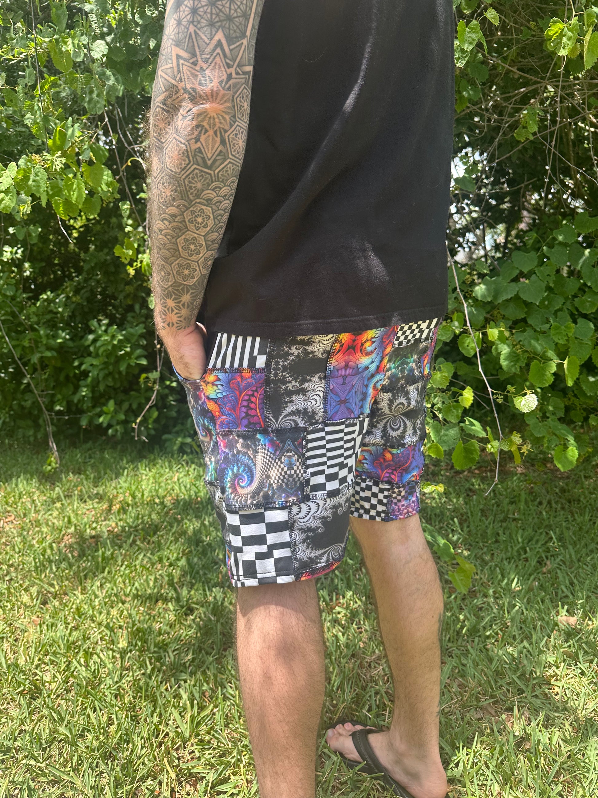 MTO Men’s Patchwork Shorts - TeraFractal