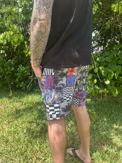 MTO Men’s Patchwork Shorts - TeraFractal