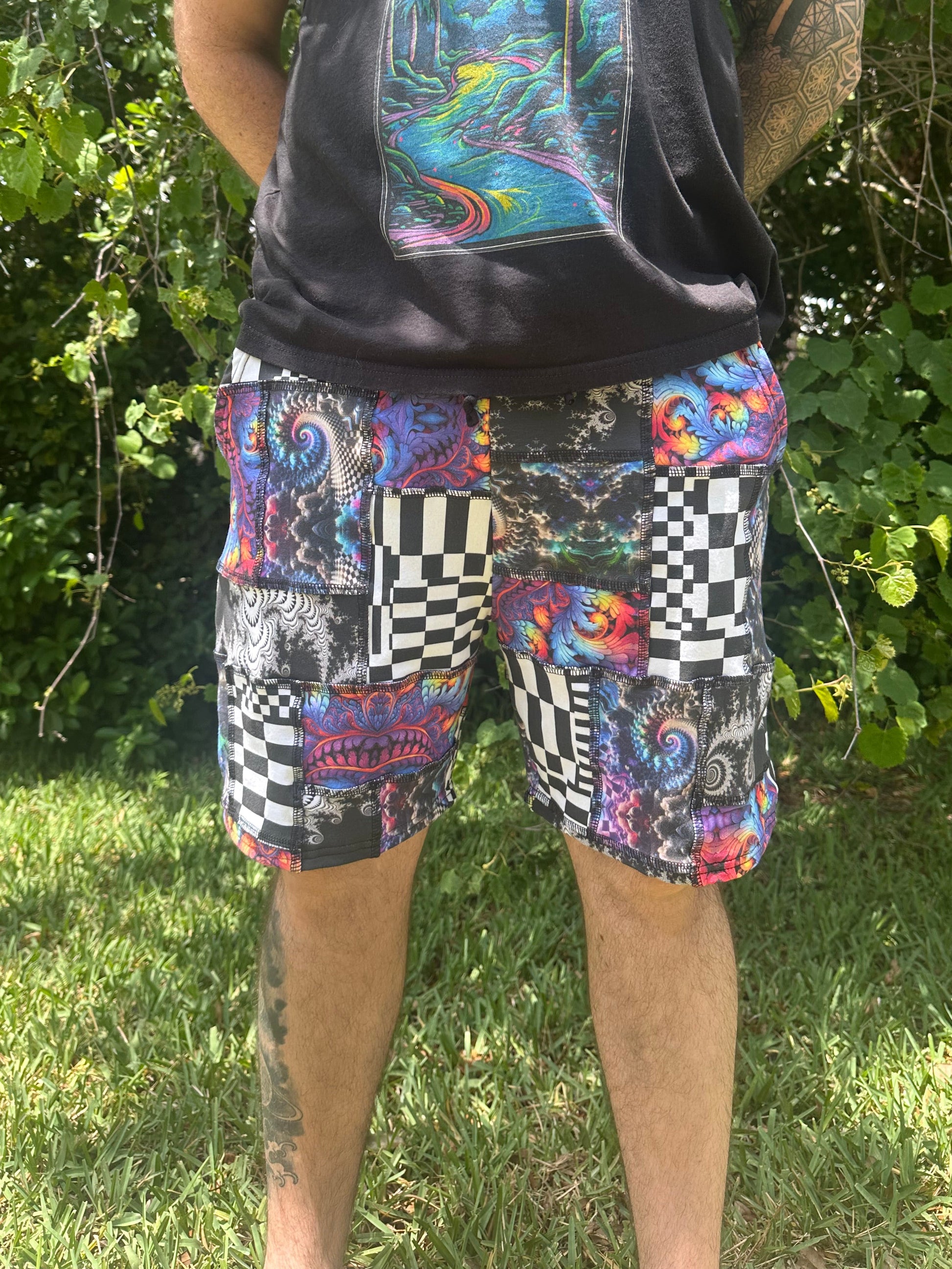 MTO Men’s Patchwork Shorts - TeraFractal