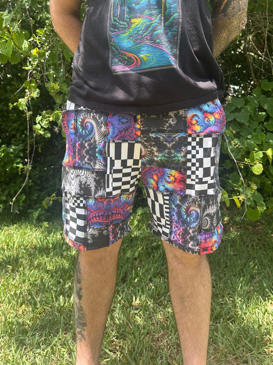 MTO Men’s Patchwork Shorts - TeraFractal