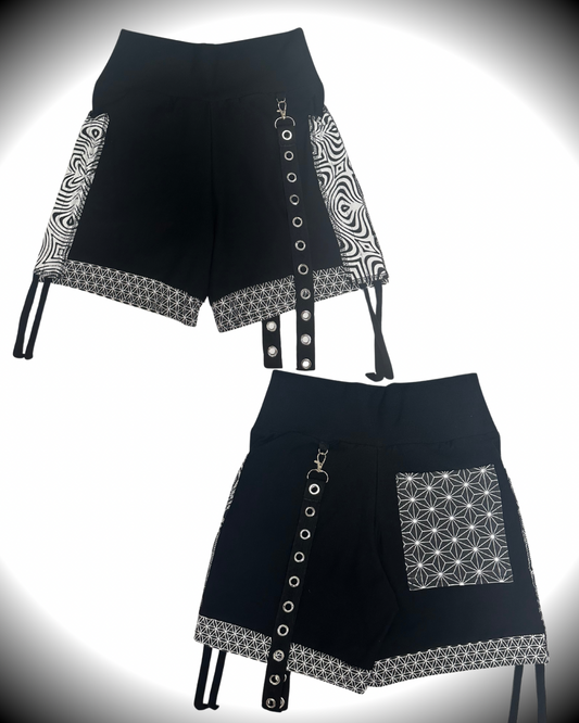 B&W (M) Cinch Shorts - TeraFractal