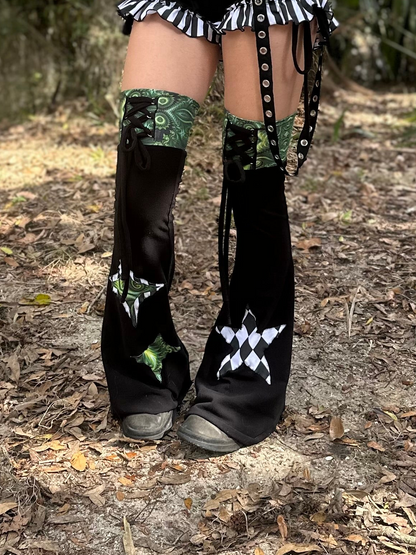 MTO Lace up Flare Leg Warmers - TeraFractal