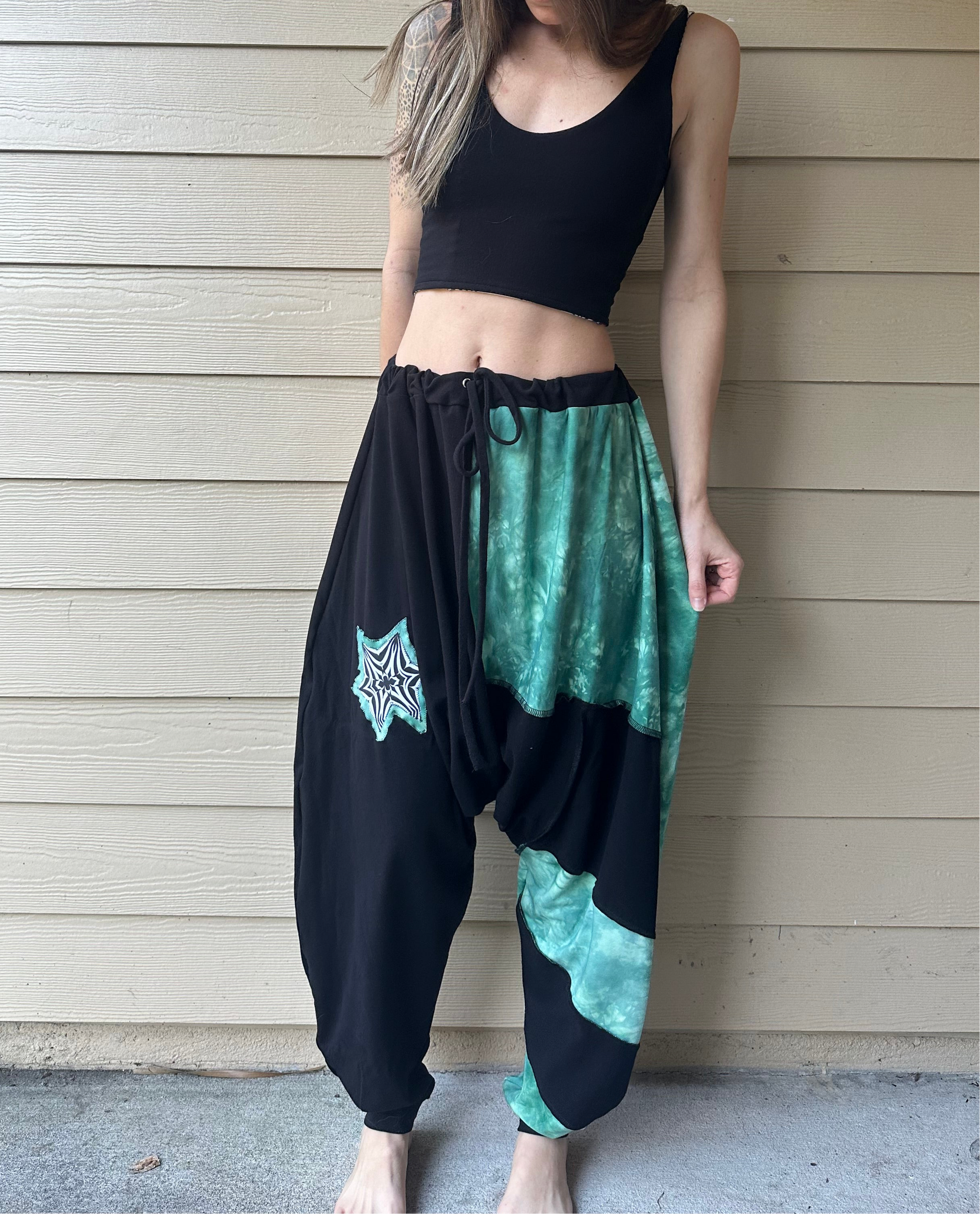 Tie Dye Teal Harems (XS-3X) - TeraFractal