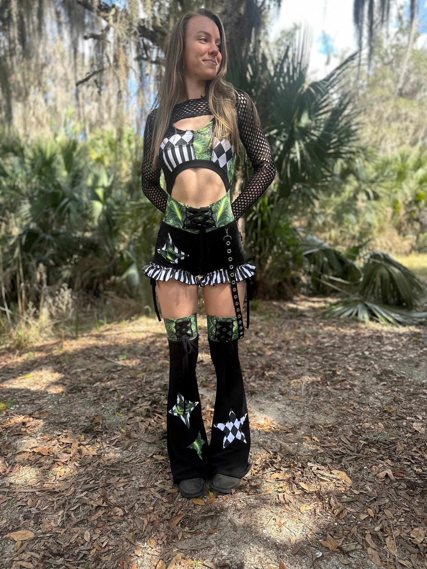 MTO Patchwork Ruffle Romper - TeraFractal